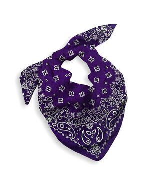 Women's Purple Cotton Bandana Large Cowgirl Imported Handkerchief Headband Scarf